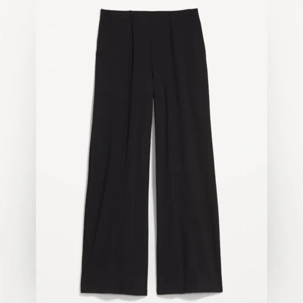 NWT Old Navy High-Waisted PowerSoft Wide-Leg Pants Black Blue Petite XS Xsmall